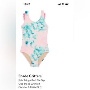 Shade Critters Kids Tie-Dye Fringe One-Piece Swimsuit in Pink and Teal